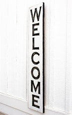 Large Vertical Welcome Sign - Carved Wood Board Rustic Distressed Porch Farmhouse Style Restaurant Cafe Wooden Wall Art Decoration (Available in 3 Sizes: 8" x 40", 10" x 48" and 12" x 60") - Image 3