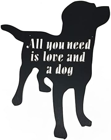 MEMORY MATS & WORD ART Wall Sign, Hand-Made Wooden Decoration Plaque for Home and Office- Real Wood - Made in The USA - 14.75 x 11.75 x 13 inches (All You Need Is Love And A Dog) by MemoryMatsWordArt
