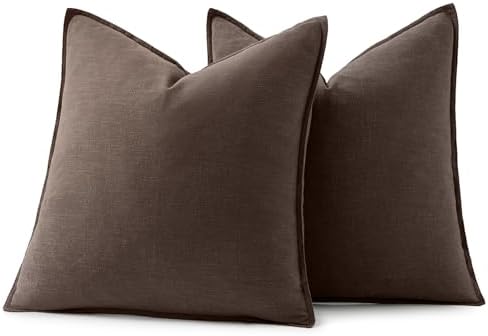 MIULEE Decorative Linen Pillow Covers 20x20 Inch Reddish Brown - Image 6