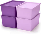 Menkxi 4 Pcs Storage Bins with Lids, Dark Purple, Light Purple, Small by Menkxi