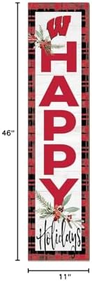 KH Sports Fan Wisconsin Badgers Holiday Porch Leaner, 11x46 Inches, Badgers Outdoor Christmas Sign; Display Some Holiday Cheer with This Wisconsin Badgers Christmas Sign - Image 3