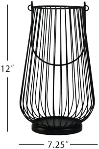 LUGBAR Black Metal Wire Candleholder Lantern, Medium, 12 Inch - Image 4