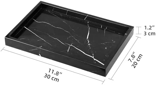 Marble Bathroom Vanity Tray, Black Marquina, 12"x 8" x1.2" - Image 2