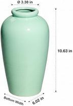 Green Ceramic Vase - 11 Inch Tall Modern Decorative Flower Vase for Living Room, Pottery Centerpiece Vases Home Decor, Eucalyptus, Mantel Decor, Side Table, Kitchen Decoration - Image 2