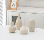 Beige Ceramic Vase Home Decor Small Flowers Vase Set of 4 Living Room Decoration Bookshelf Bedroom Kitchen Dining Table Modern Farmhouse - Image 7