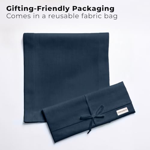 Easy Linen™ by D'Moksha, Linen-Look Texture, Recycled Fabric Table Runner, Navy Blue, 14 x 90 Inch, Wrinkle Resistant, Machine Washable - Fall, Everyday Dining - Image 4