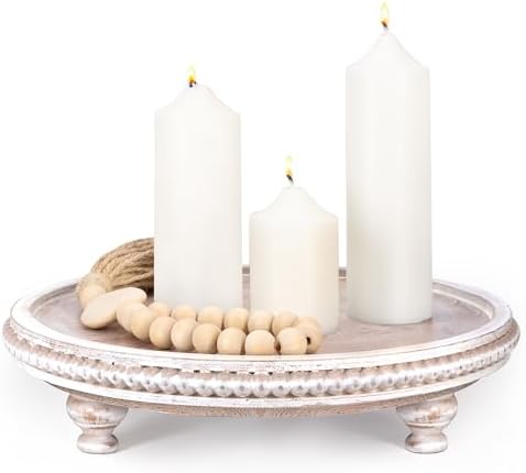 EOSAHR Beaded Round Display Riser for Room Decor, Dark Natural by EOSAHR
