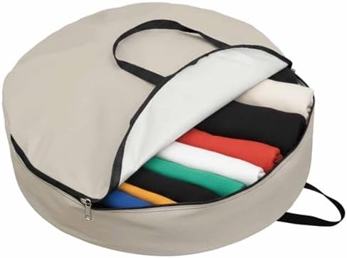 24 Inch Round Storage Bag 1 Pack,Watercolor Minimalist Pure Color Waterproof Wreath Storage Container with Handles&Zipper White Modern Art Closet Organizer Bags Garland Box - Image 2