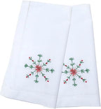Embroidered Cloth Napkin Snowflake Christmas Cotton Napkins Set of 6, 20 x 20 Hemstitch Table Napkins Machine Washable, Daily & Holidays, Great Gift Ideas by Unknown