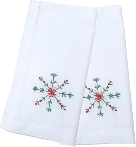 Embroidered Cloth Napkin Snowflake Christmas Cotton Napkins Set of 6, 20 x 20 Hemstitch Table Napkins Machine Washable, Daily & Holidays, Great Gift Ideas by Unknown