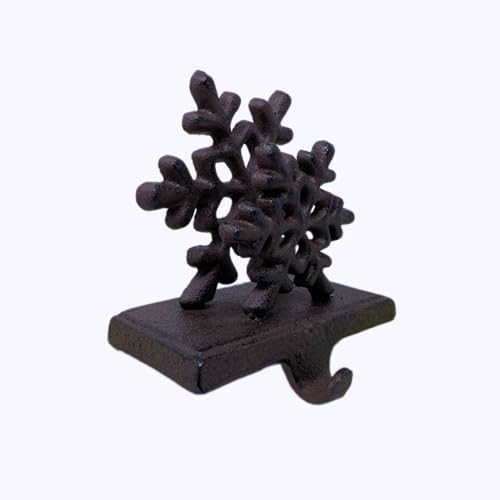 Chalily 3-D Double Snowflake Stocking Holder Cast Iron Hooks for Christmas Socks Easily Rest on a Mantel, Fireplace, or Book Shelf Heavy Duty & Durable Holiday Season Decor - Image 2