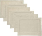 Solino Home 100% Pure Linen Woven Placemats Natural, 14 x 19 in, Set of 6 by SolinoHome