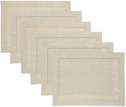 Solino Home 100% Pure Linen Woven Placemats Natural, 14 x 19 in, Set of 6 by SolinoHome
