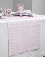 Solino Home 100% Pure Linen Table Runner Pink, Gingham Check 14 x 132 in - Image 2