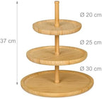 Relaxdays Bamboo Etagere: 37 cm x 30 cm Fruit Etagere Wooden with 3 Round Plates for Cookies, Sweets, Baked Goods, Party-Snacks, Nuts and More, Fruit Plate Serving Dish Tray Platter, Natural - Image 4