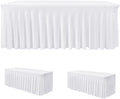 White Spandex Table Covers 6ft Rectangle Table Skirts for Party 2 Pack by HolidayIdeas