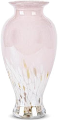 11.8" Tall Pink Glass Vase Beautiful Hand Blown Glass Vase Modern Art Home Decor, Wide Mouth Colorful Vases for Mantle Dining Table Centerpiece, Entryway Living Room Wedding Decoration by LINYTHER