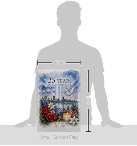 25 Years of Remembrance 9/11 Flag Wall Holder Kit September 11 25th Anniversary Poster Patriot Day Yard Decor Memorial Gifts Commemorative Memorabilia Decorations Garden Remembrance Tribute Tapestry - Image 2