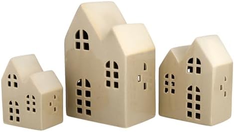 Santa Barbara Design Studio Christmas Village - 3-Piece Ceramic House Holiday Décor Set, Medium, Tan - Image 3