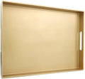 Gold Serving Tray for Coffee Table, Rectangular Plastic Decorative Tray with Handles for Entertaining, Outdoor Patio, Living Room, Ottoman, Bathroom Counter, 11.8”*15.7”*1.6” by SforGUVA