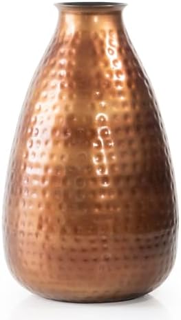 ANDALUCA Decorative Metal Vase Hammered Finish 12 inch (Bronze) by ANDALUCA