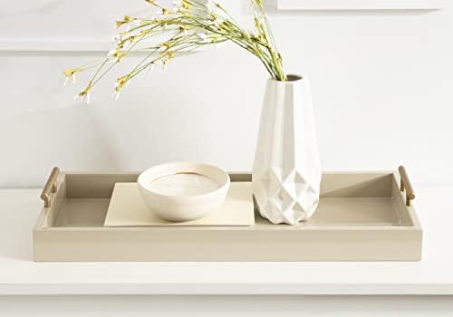 Kate and Laurel Lipton Modern Narrow Tray; 10 x 24; Sand; Midcentury Serving Tray for Storage and Display - Image 4