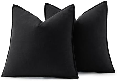 MIULEE Decorative Linen Euro Sham Pillow Covers 22x22 Inch Black - Image 6
