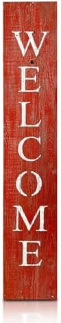 BARNWOODUSA Wooden Welcome Sign for Front Door 5 Foot, 5-Foot, Rustic Red by BarnwoodUSA