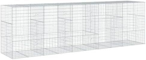 vidaXL Gabion Basket with Cover 196.9"x39.4"x59.1" Galvanized Iron - Image 7