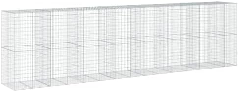 vidaXL Gabion Basket - Galvanized Iron Outdoor Cage with Cover, Silver, 295.3"x39.4"x78.7" by vidaXL