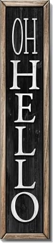 Spoontiques Oh Hello Porch Sign - Decorative Home Décor Wooden Signs - Rustic Outdoor Decoration - Durable and Weatherproof - Entryway Decoration - 8” x 40” by Spoontiques