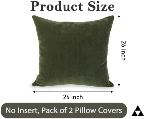 JoraLion Chenille Lumbar Pillow Covers 26x26 inch Moss Green - Image 3