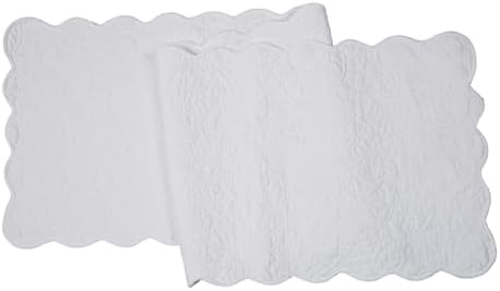 Christiana White Floral Quilt 100% Cotton Table Runner 14" x 51" by CFHome
