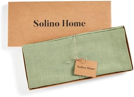 Solino Home 100% Pure Linen Table Runner Olive Woven, Athena 14 x 60 in - Image 6