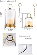 6" & 4" Wide Versatile Modern Metal Hurricane Lantern with Handmade Sturdy Glass Dome in Vintage Brass for Pillar Candle & Plants, Industrial, Farmhouse, Shabby Chic (Brass, 4"x7.5" &6.3"x11.2") - Image 2