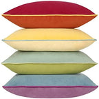 Throw Pillow Covers 16x16 Inches Set of 4 Soft Velvet Couch Cushion Covers Modern 8-Colors Rainbow Designs for Sofa Bedroom Home Decor(Rainbow Series with Edge) by Btyrle