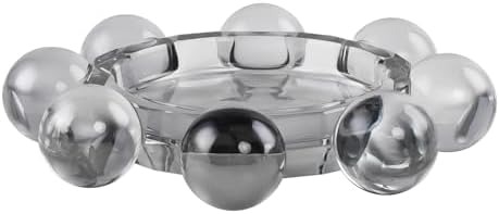 Crystal Bubble Candle Dish, Round Pillar Candle Holder Plate Stand for Table Centerpieces, Modern Decorative, Home, Party, Wedding Decor (Advanced Grey) by Marvala