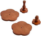 Candle Holders for Candlesticks – Boho Set of 2 Five-Petal Flower-Shaped Bamboo & Wood Candlesticks, Spacious Top Tray Fits Large Pillar Candles & Holds Decor, Rustic Table Centerpiece - Image 6