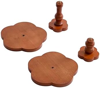 Candle Holders for Candlesticks – Boho Set of 2 Five-Petal Flower-Shaped Bamboo & Wood Candlesticks, Spacious Top Tray Fits Large Pillar Candles & Holds Decor, Rustic Table Centerpiece - Image 6