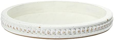 Creative Co-Op Round Decorative Wood Tray with Hobnail Edge, White - Image 6