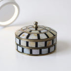 Decorative Jewelry Trinket Box Unique Gift for Home Decor Antique Metal Case with Mother of Pearl Sindoor Box/Coin Box (Double Black) - Image 6