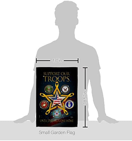 Support Our Military Troops Garden Flag - Set with Stand Armed Forces Service All Branches Honor United State American Veteran Official - House Banner Small Yard Gift Double-Sided 13 X 18.5 - Image 2