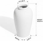 White Ceramic Vase for Centerpiece - 11 Inch Large Modern Boho Vase for Pampas Grass, Minimalist Decorative Flower Vases for Home Decor, Kitchen, Entryway, Mantel, Wedding Decor - Image 2