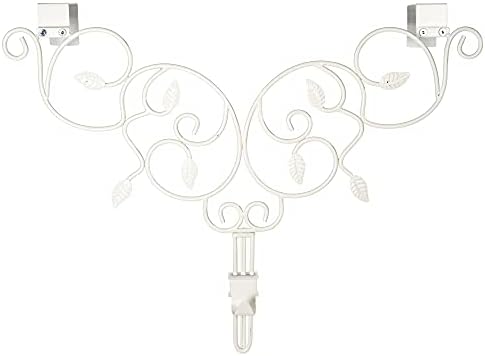 Front Door Wreath Hanger, Adjustable Hook Length Ivy Design, White by VillageLightingCompany