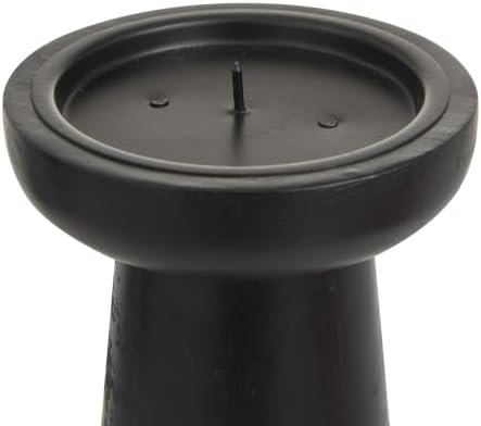Deco 79 Mango Wood Decorative Candle Holder Pillar Candle Stand, Set of 3 Candlestick Holder 10", 6", 8" H, Black - Image 4