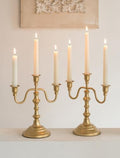 NUPTIO Candelabra Gold Candle Holders: Brass Candlestick Holder 3 Arm by Nuptio