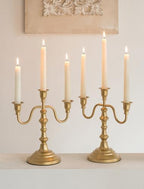 NUPTIO Candelabra Gold Candle Holders: Brass Candlestick Holder 3 Arm by Nuptio