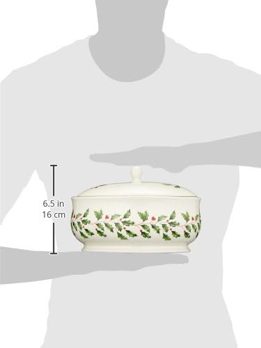 Lenox Holiday Ivory Porcelain Christmas Candy Jar with Lid - Image 3