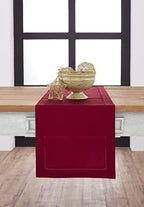 Solino Home Cotton Linen Table Runner Red, Hemstitch Collection 14 x 120 in by SolinoHome