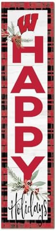 KH Sports Fan Wisconsin Badgers Holiday Porch Leaner, 11x46 Inches, Badgers Outdoor Christmas Sign; Display Some Holiday Cheer with This Wisconsin Badgers Christmas Sign by CornellBigRed